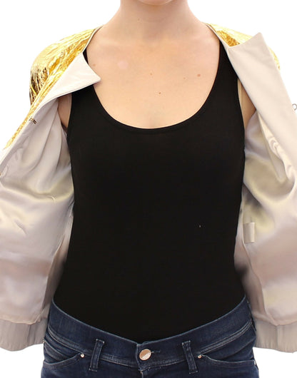 Veste en cuir violet, or et blanc de Vladimiro Gioia