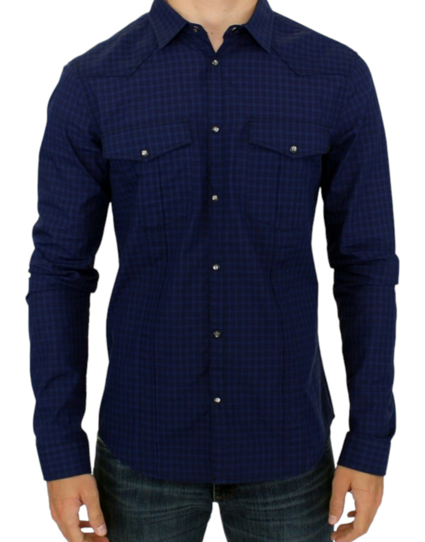 Chemise en coton à carreaux bleus de Costume National