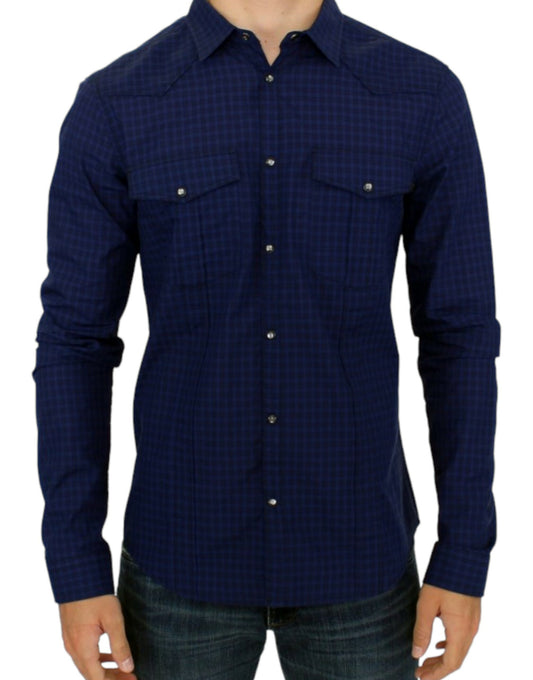 Chemise en coton à carreaux bleus de Costume National