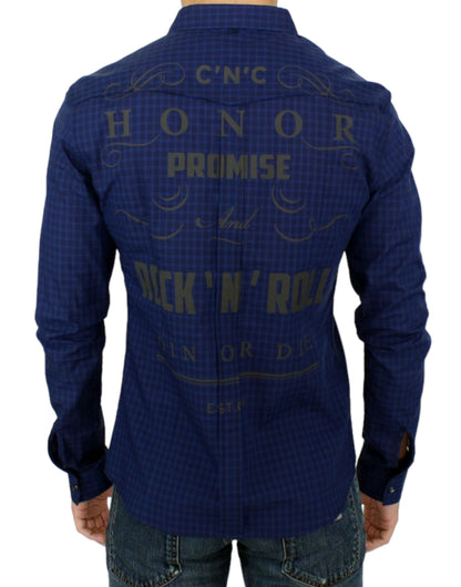Chemise en coton à carreaux bleus de Costume National