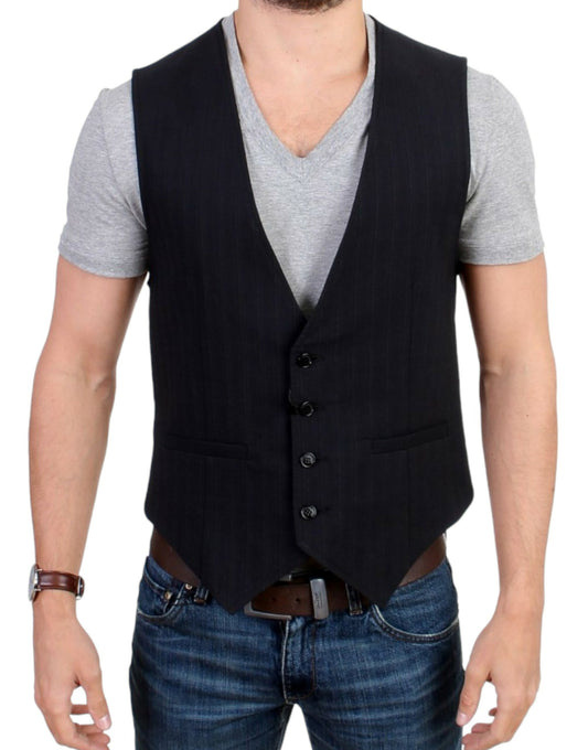 Gilet décontracté en coton rayé noir de Costume National