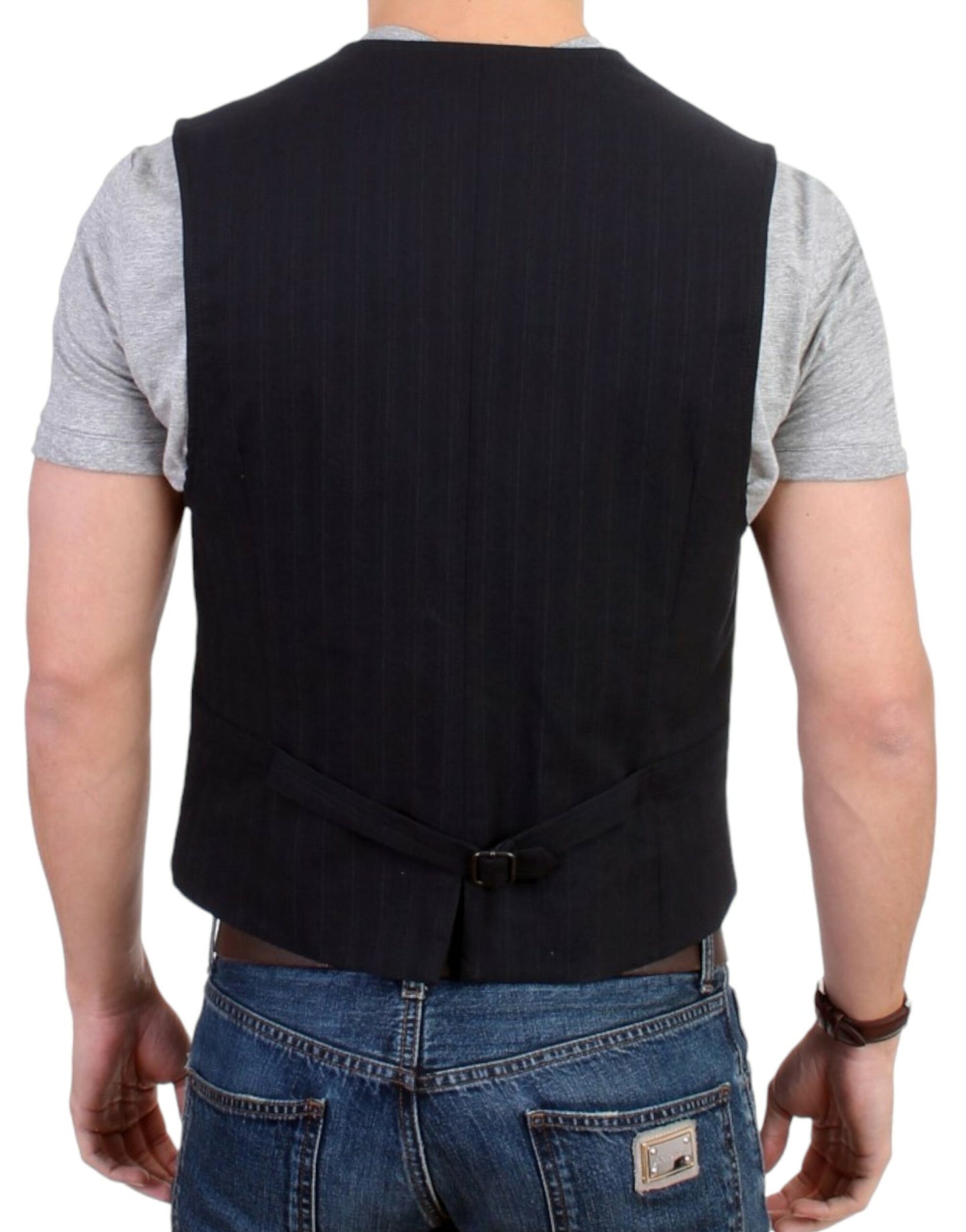 Gilet décontracté en coton rayé noir de Costume National