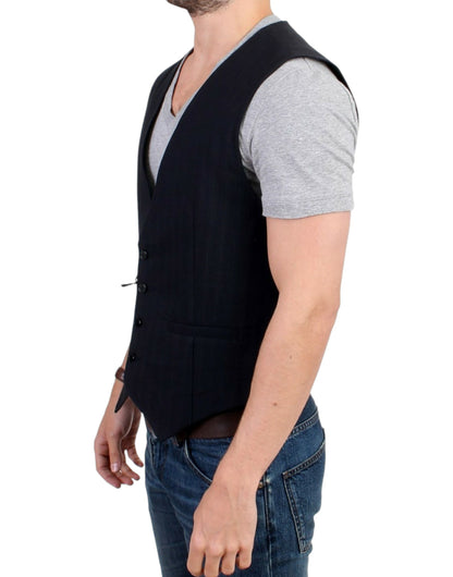 Gilet décontracté en coton rayé noir de Costume National
