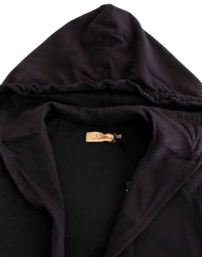 Costume National Pull en coton bleu à capuche