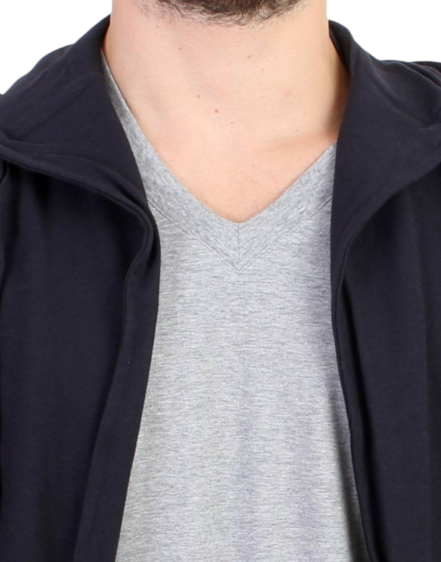 Costume National Pull en coton bleu à capuche