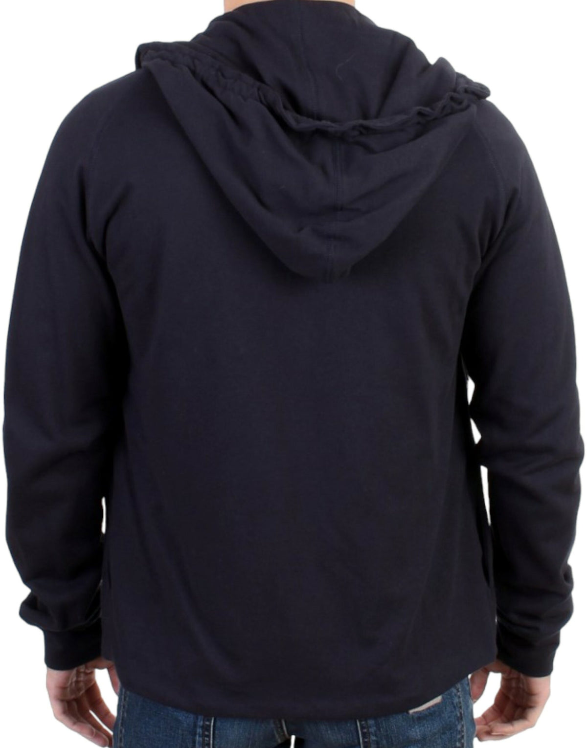 Costume National Pull en coton bleu à capuche