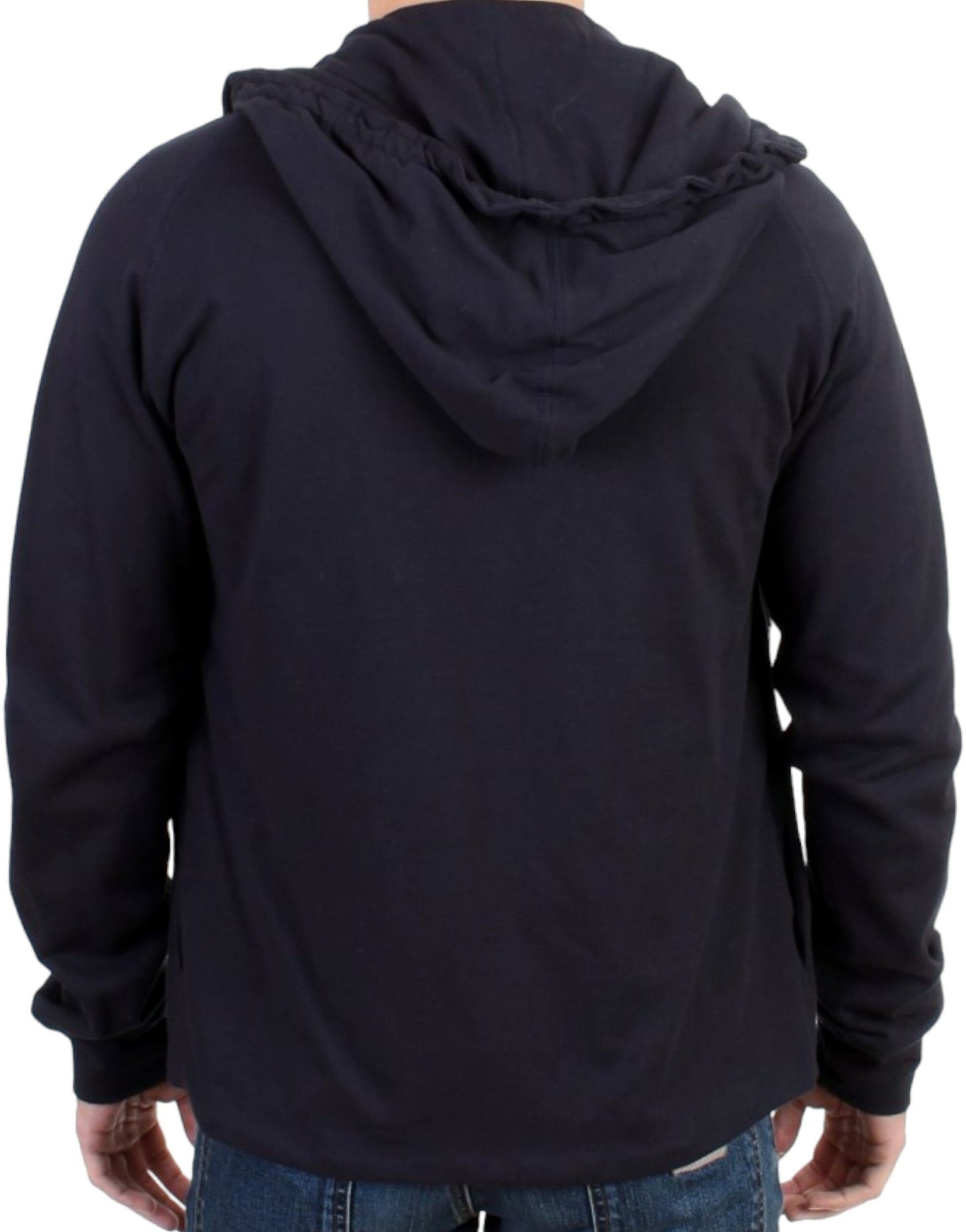 Costume National Pull en coton bleu à capuche