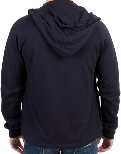 Costume National Pull en coton bleu à capuche