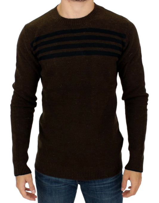 Pull col rond rayé marron de Costume National