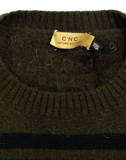 Pull col rond rayé marron de Costume National