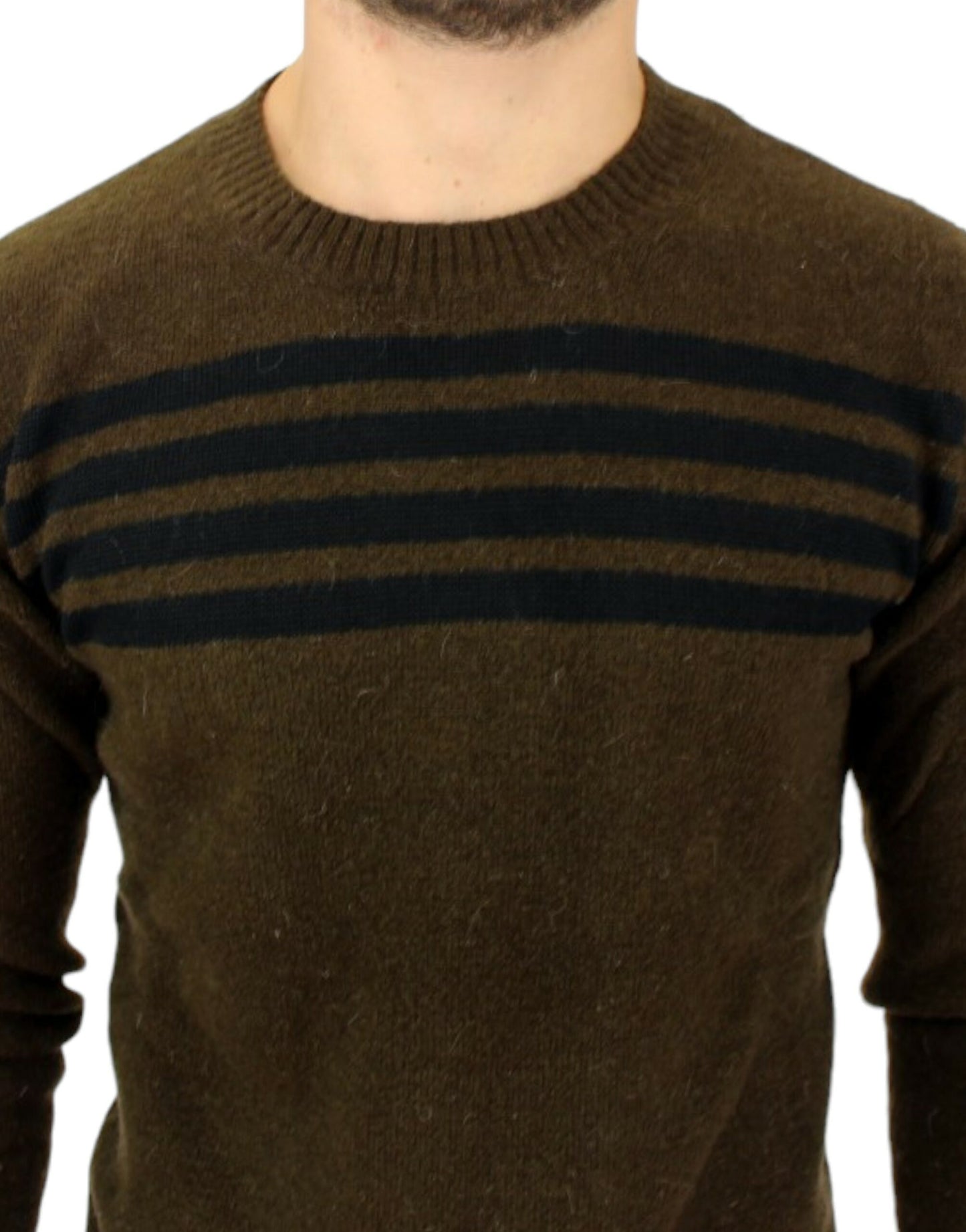 Pull col rond rayé marron de Costume National