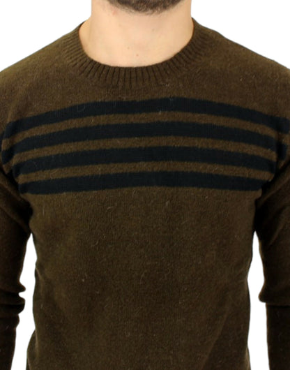 Pull col rond rayé marron de Costume National