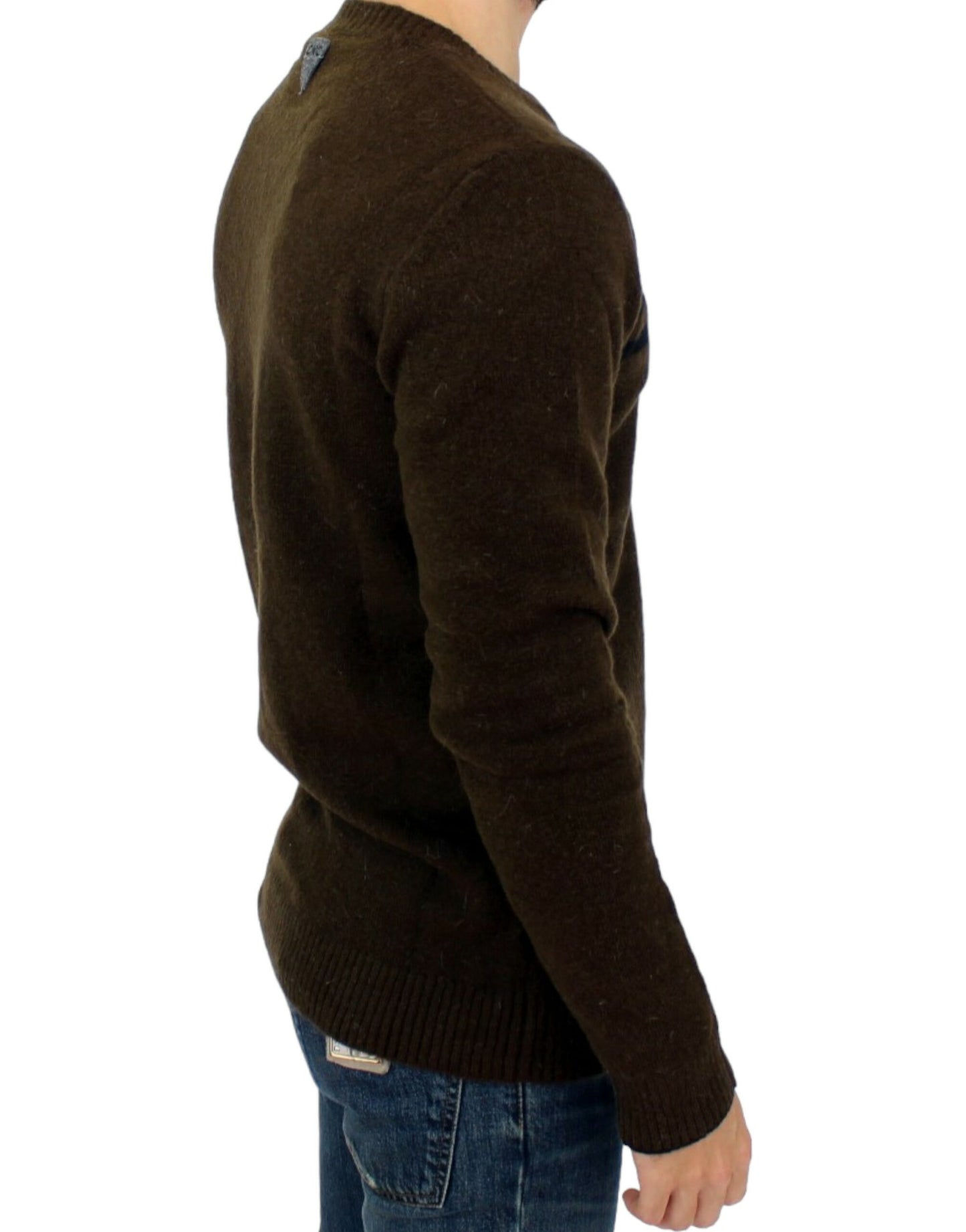 Pull col rond rayé marron de Costume National