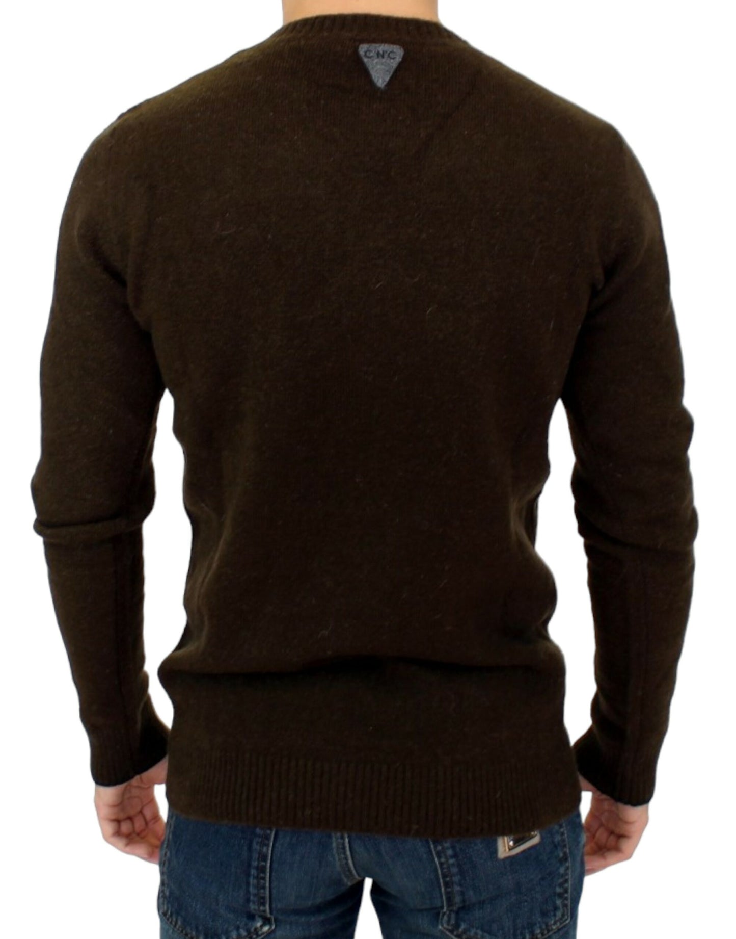 Pull col rond rayé marron de Costume National