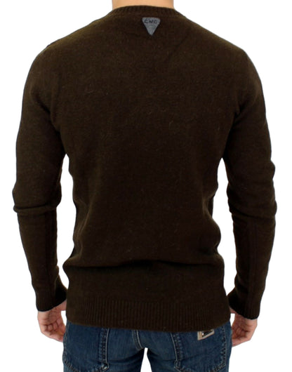 Pull col rond rayé marron de Costume National