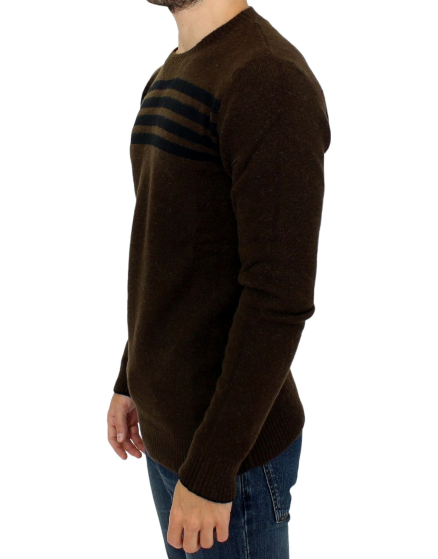 Pull col rond rayé marron de Costume National