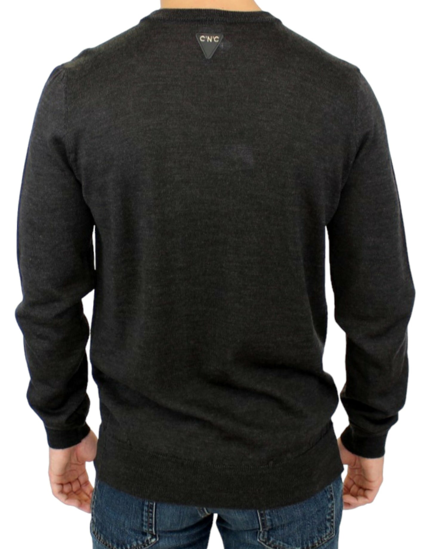 Pull en tricot à col rond gris de Costume National