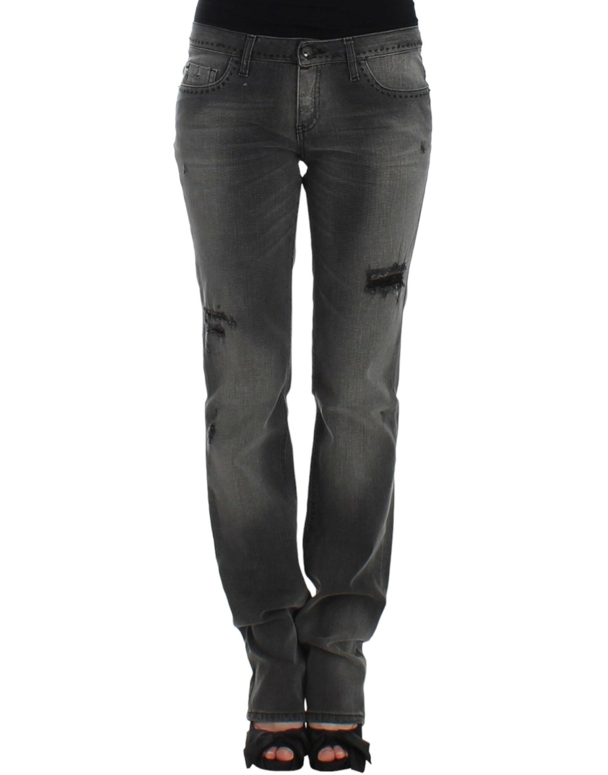 Costume National, jeans gris à jambes droites