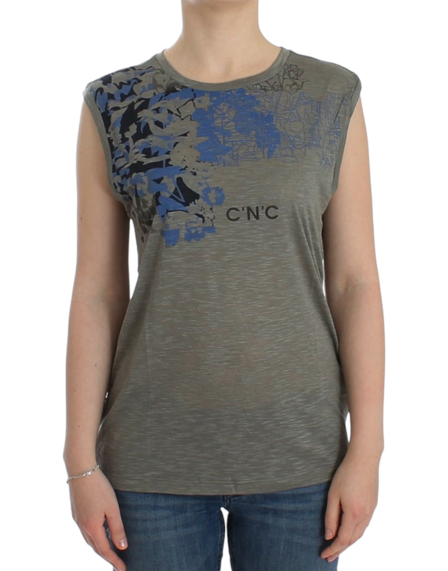 T-shirt sans manches gris à imprimé de la marque Costume National.