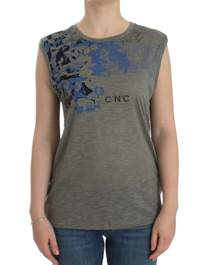 T-shirt sans manches gris à imprimé de la marque Costume National.