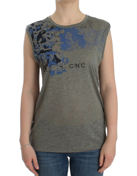 T-shirt sans manches gris à imprimé de la marque Costume National.