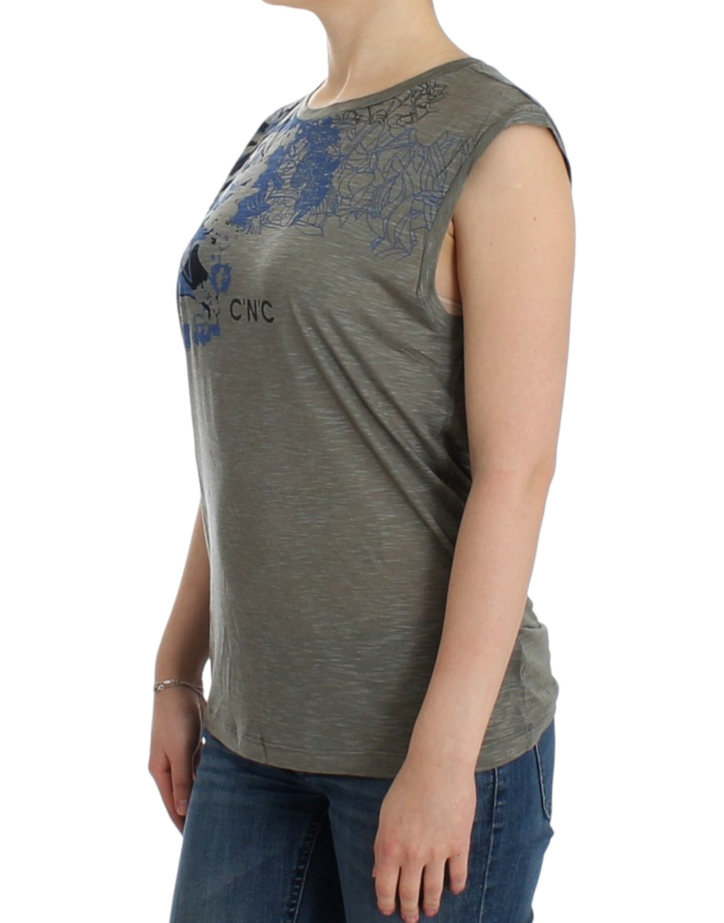 T-shirt sans manches gris à imprimé de la marque Costume National.
