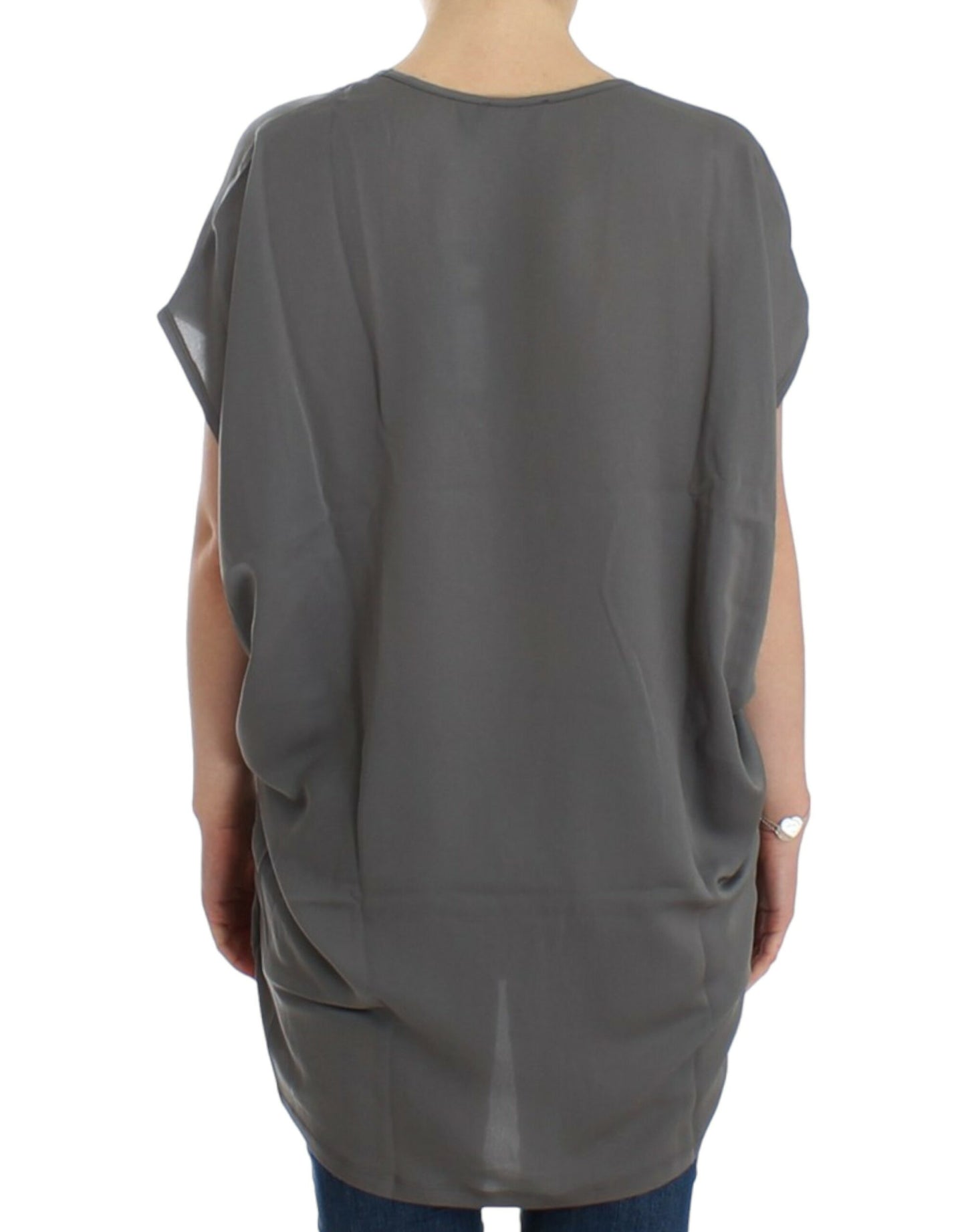 T-shirt long gris à col en V de Costume National