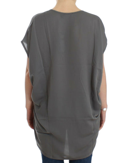 T-shirt long gris à col en V de Costume National