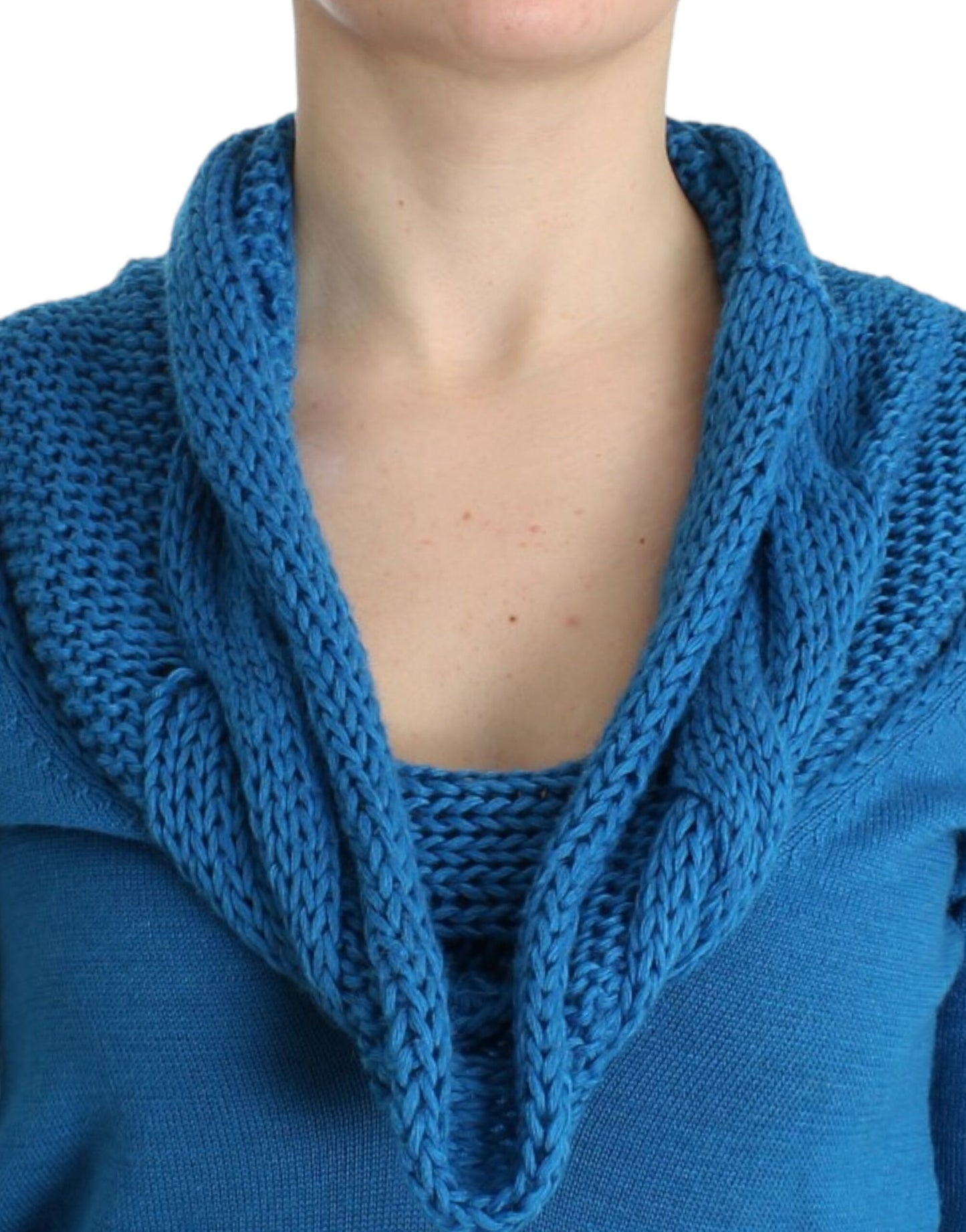 Costume National blauwe gebreide trui met ronde hals.