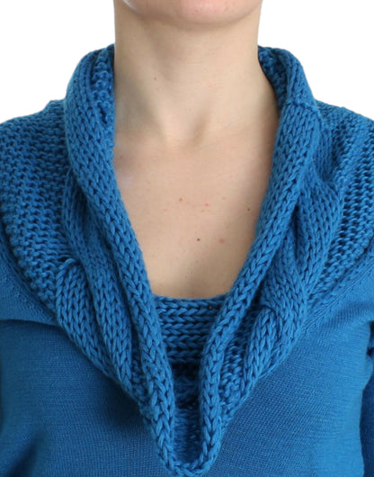 Costume National blauwe gebreide trui met ronde hals.