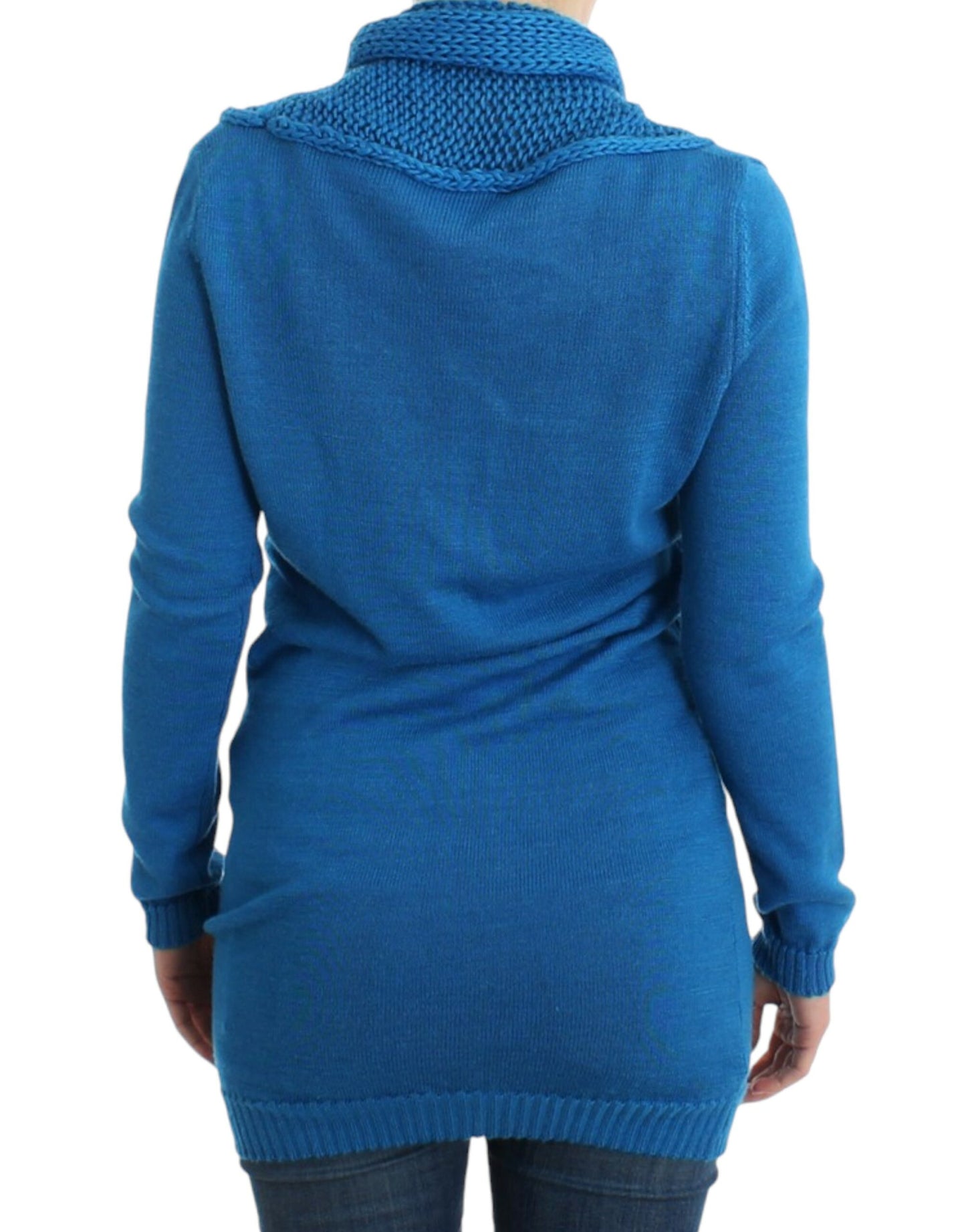 Costume National blauwe gebreide trui met ronde hals.
