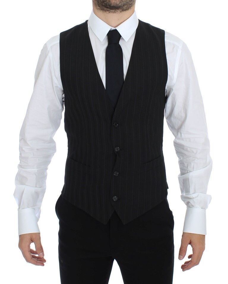 Gilet/veste sans manches en jersey rayé noir Dolce & Gabbana