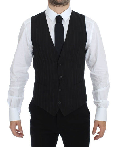 Gilet/veste sans manches en jersey rayé noir Dolce & Gabbana