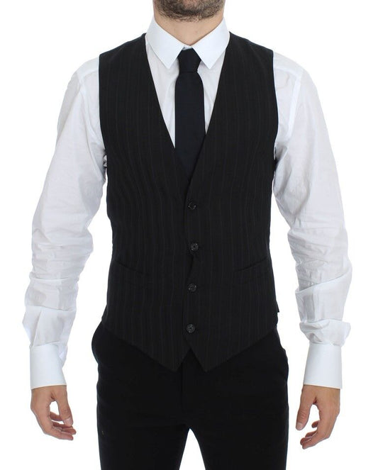 Dolce & Gabbana Zwarte Gestreepte Elastische Vest/Gilet