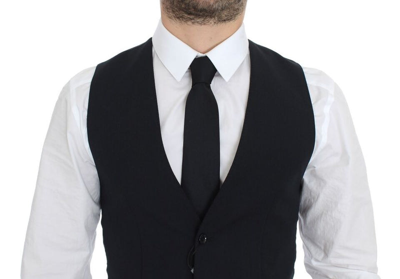 Gilet de cérémonie bleu en laine Dolce &amp; Gabbana