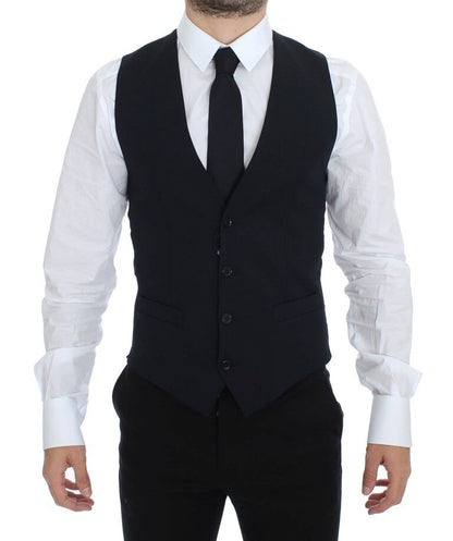 Gilet de cérémonie bleu en laine Dolce & Gabbana