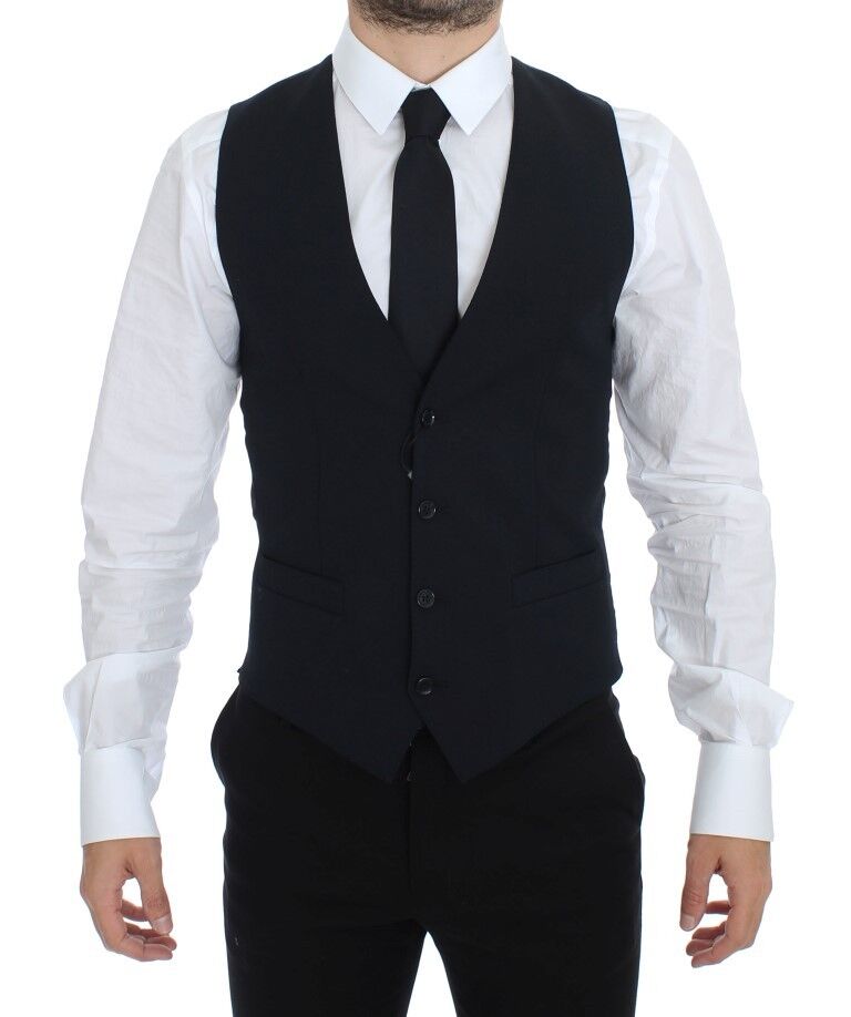 Gilet de cérémonie bleu en laine Dolce &amp; Gabbana