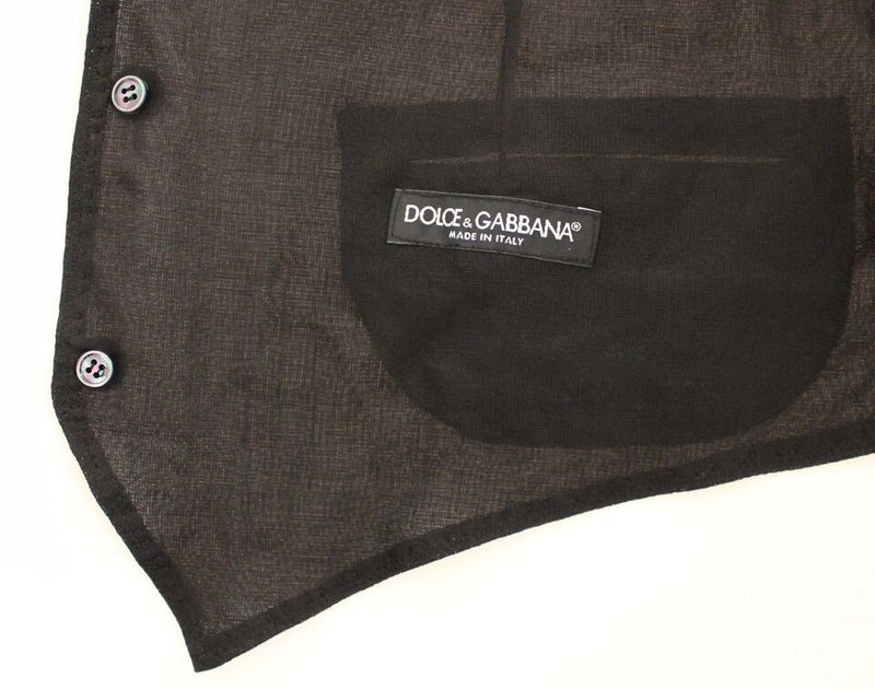 Gilet veste de cérémonie en laine noire Dolce &amp; Gabbana