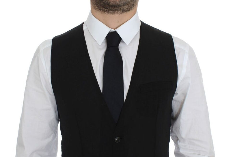Gilet veste de cérémonie en laine noire Dolce &amp; Gabbana