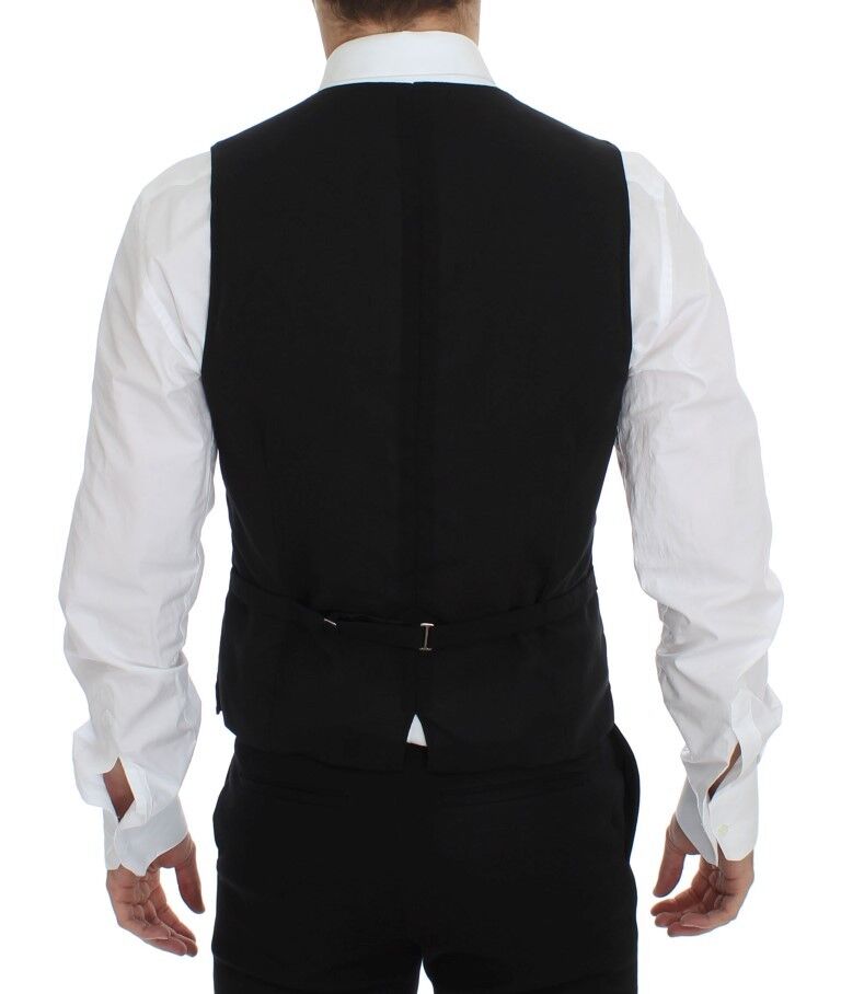 Gilet veste de cérémonie en laine noire Dolce &amp; Gabbana
