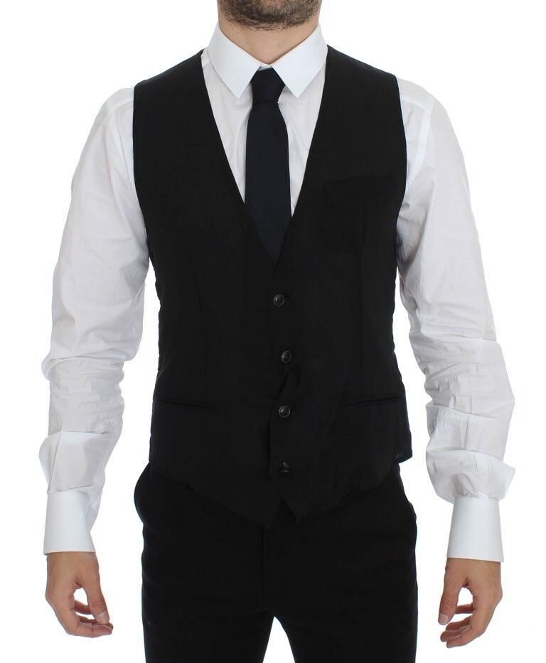 Gilet veste de cérémonie en laine noire Dolce &amp; Gabbana