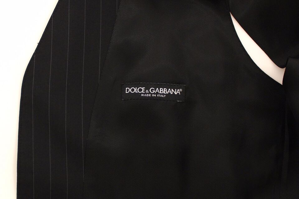 Gilet/veste en soie et laine rayée noire Dolce & Gabbana