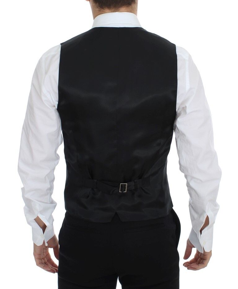 Gilet/veste en soie et laine rayée noire Dolce & Gabbana