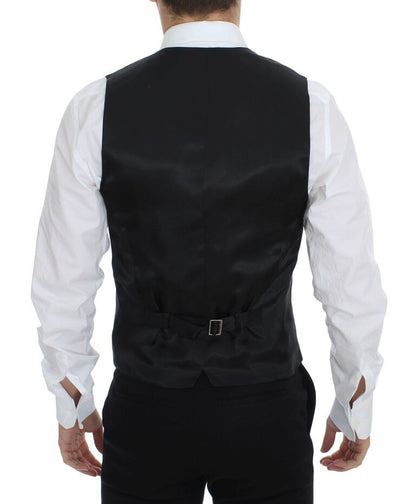 Gilet/veste en soie et laine rayée noire Dolce & Gabbana