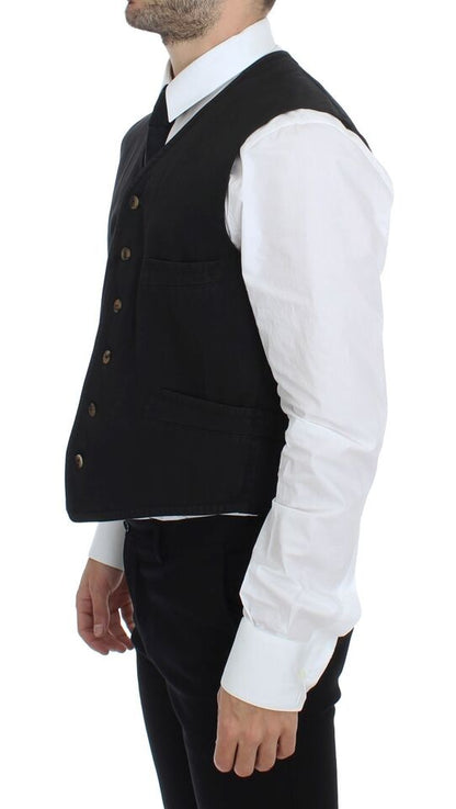 Dolce & Gabbana Vest/Gilet van zwart katoenmix