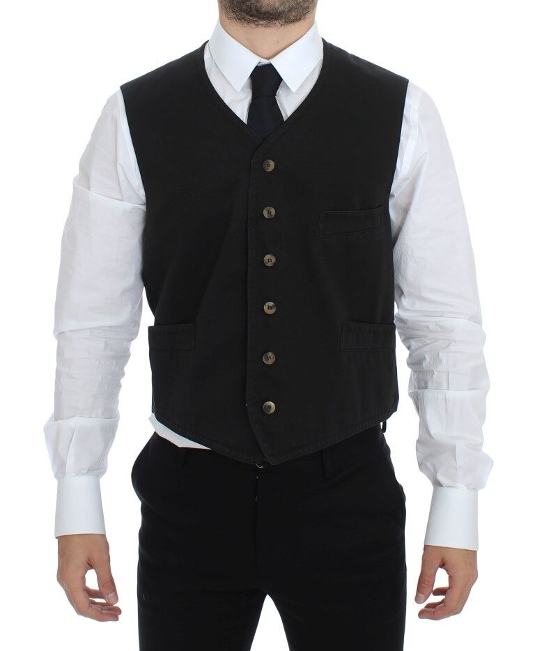 Dolce & Gabbana Vest/Gilet van zwart katoenmix