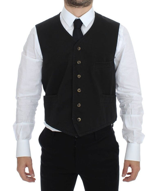 Dolce & Gabbana Vest/Gilet van zwart katoenmix