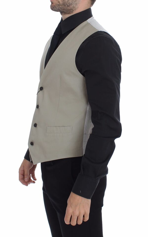 Veste/Gilet formelle en soie beige de Dolce & Gabbana