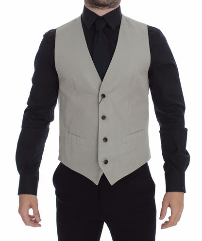 Veste/Gilet formelle en soie beige de Dolce & Gabbana