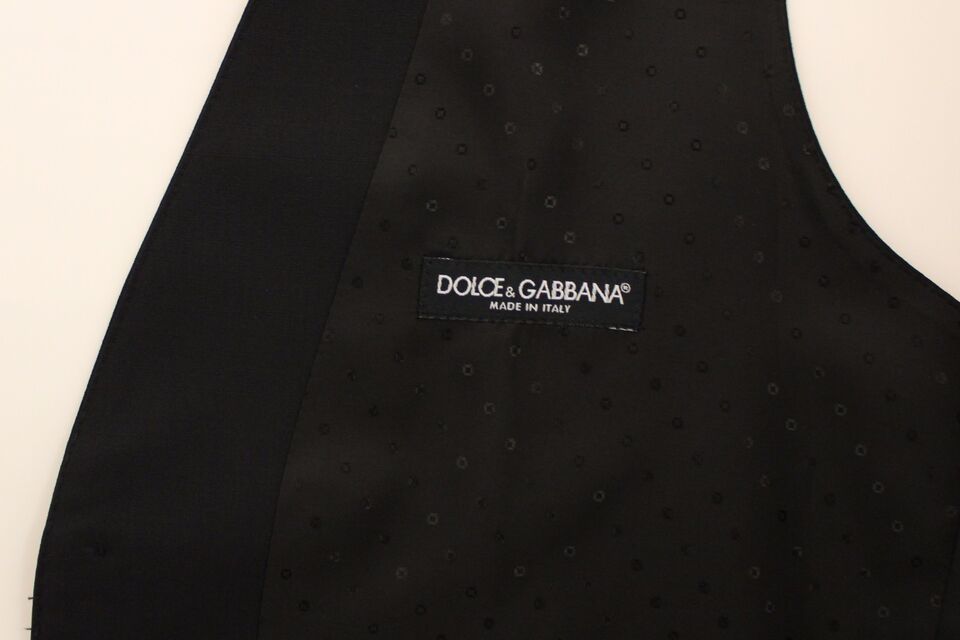 Dolce &amp; Gabbana Veste-gilet en laine et soie extensible noire